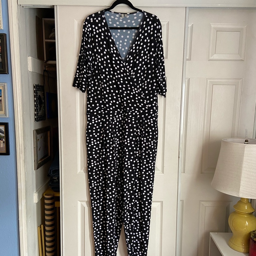 ASOS DESIGN Curve wrap jumpsuit with 3/4 sleeve